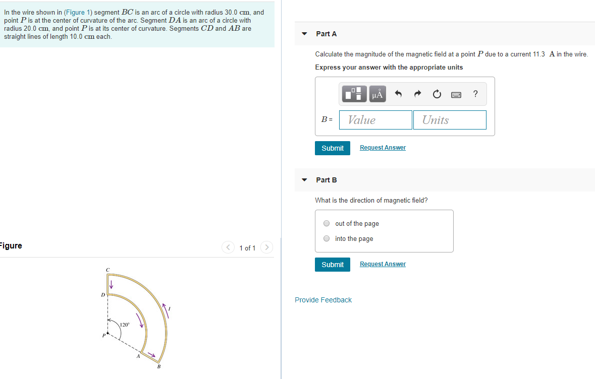 Solved In the wire shown in (Figure 1) segment BC is an arc | Chegg.com