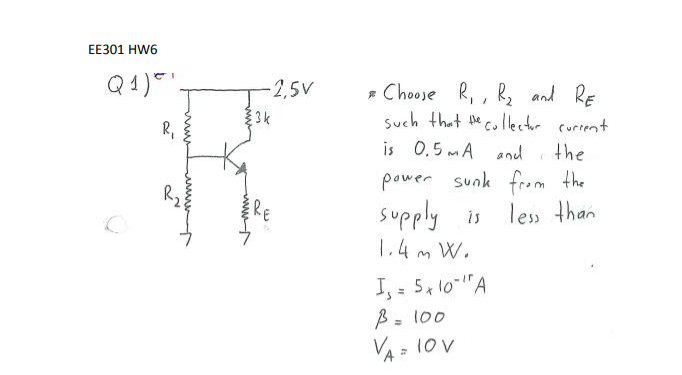 Solved Ee301 Hw6 Q 1 2 5v 33k En Medias Choose R R2 Chegg Com