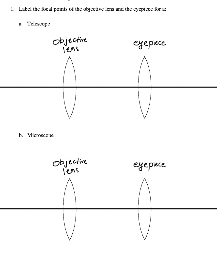Solved 1. Label the focal points of the objective lens and