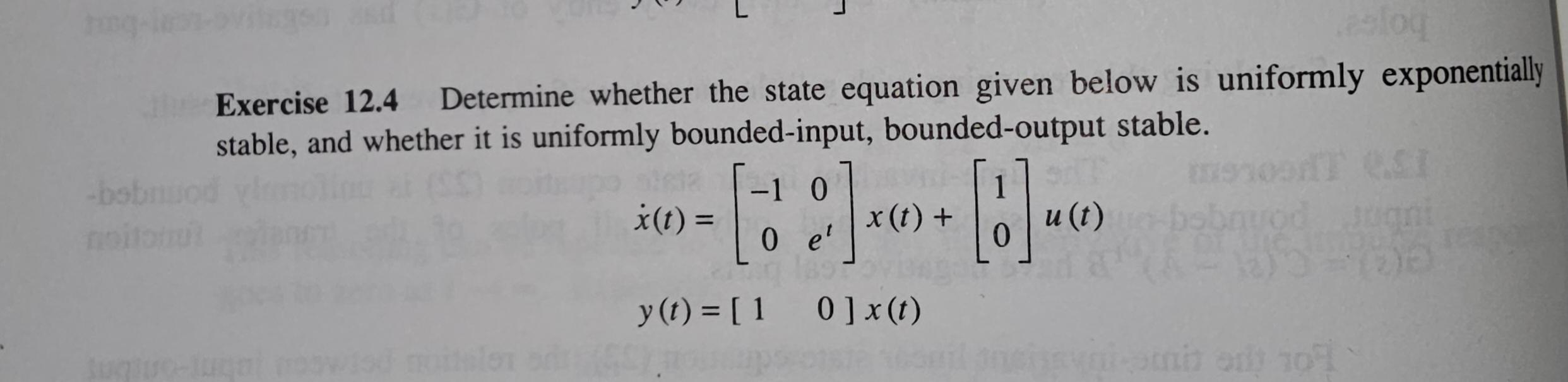 Solved Exercise 12.4 Determine whether the state equation | Chegg.com