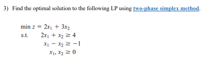 Solved 3) Find the optimal solution to the following LP | Chegg.com