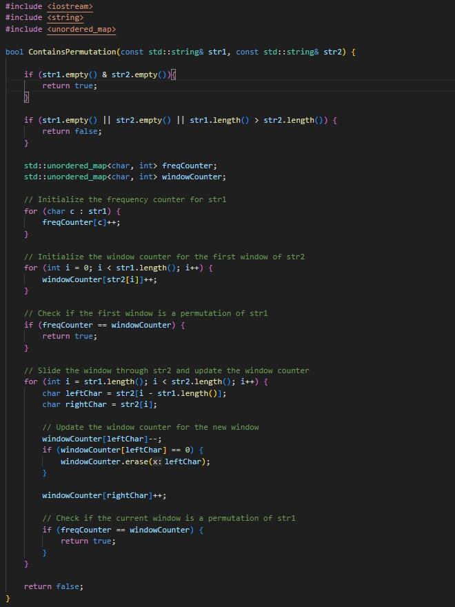 Solved ContainsPermutation.cpp Given two strings str1 and | Chegg.com