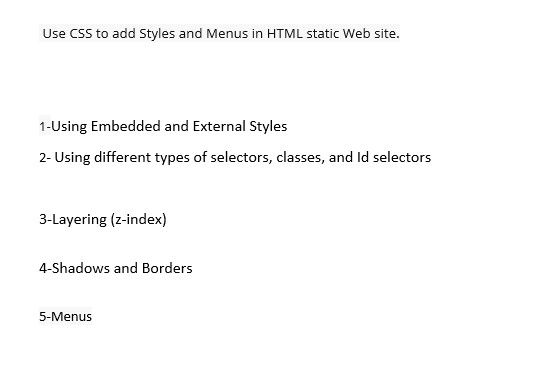 Solved Use CSS to add Styles and Menus in HTML static Web | Chegg.com