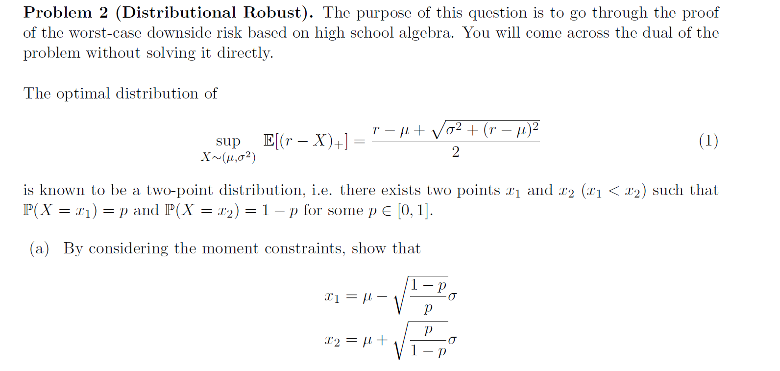 Problem 2 (Distributional Robust). The purpose of | Chegg.com