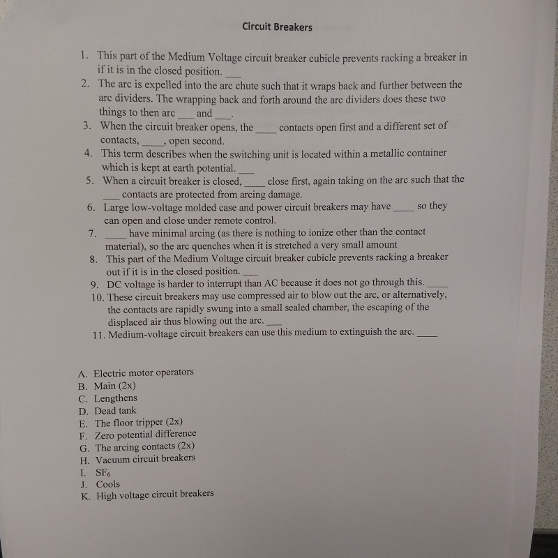 Solved Circuit Breakers if it is in the closed position. The
