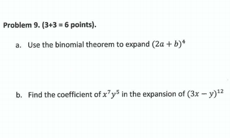 Solved Problem 9 3 3 6 Points A Use The Binomial T Chegg Com