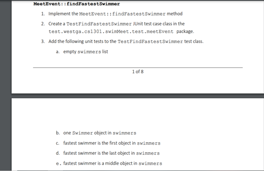 MeetEvent::findFastest Swimmer 1. Implement the | Chegg.com