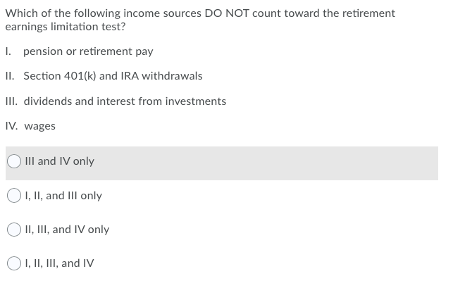 Solved Which of the following income sources DO NOT count | Chegg.com