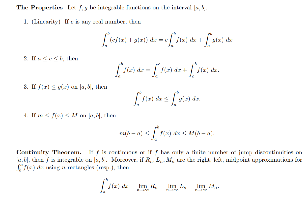 Solved The Properties Let f,g be integrable functions on the | Chegg.com