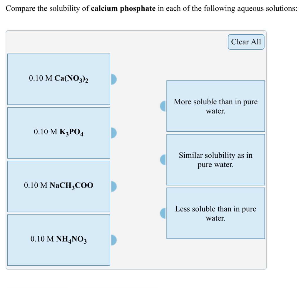 Solved Compare the solubility of calcium phosphate in each