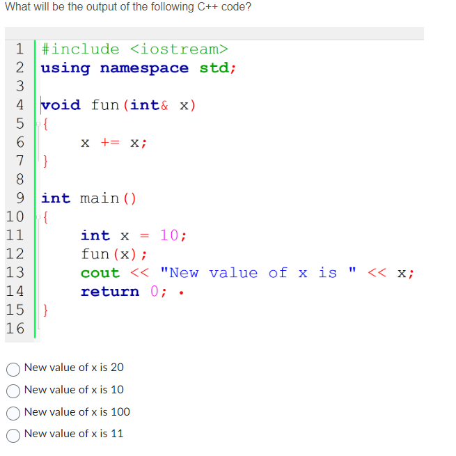 Solved What will be the output of the following C++ code? | Chegg.com