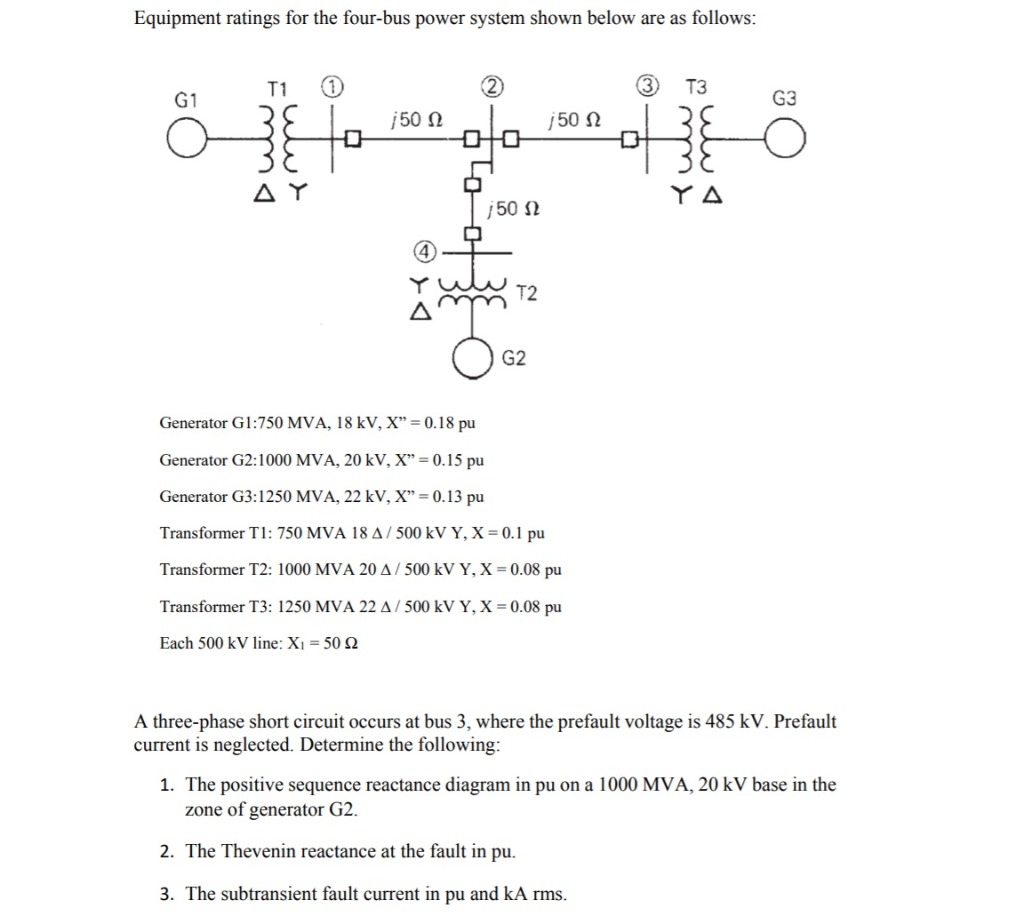 Solved Equipment ratings for the four-bus power system shown | Chegg.com