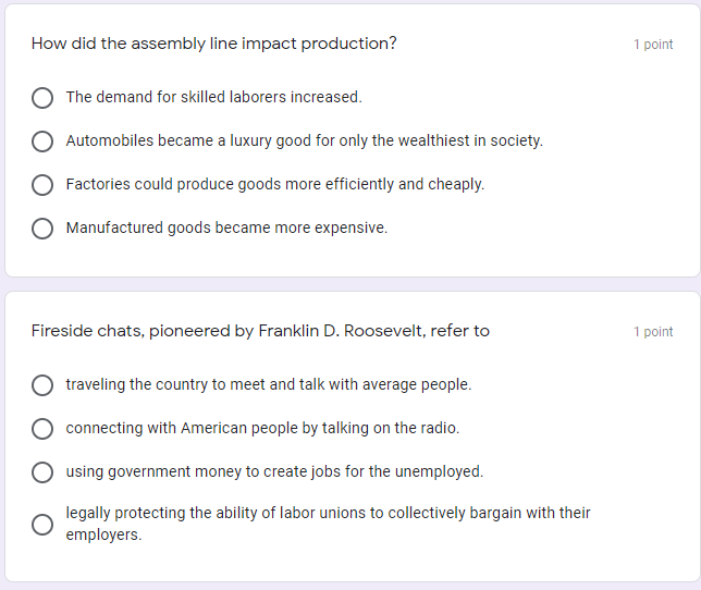 Solved How did the assembly line impact production? 1 point | Chegg.com