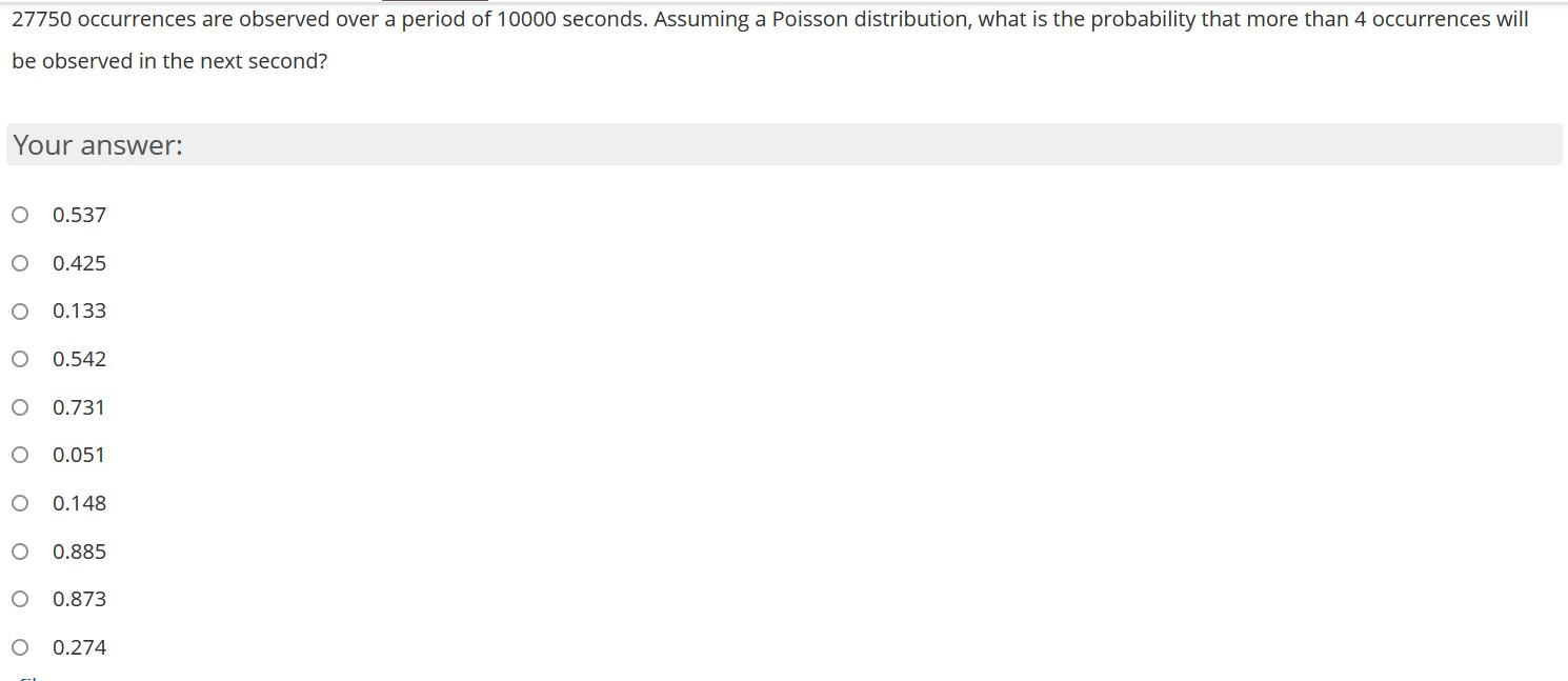 Solved 27750 occurrences are observed over a period of 10000 | Chegg.com