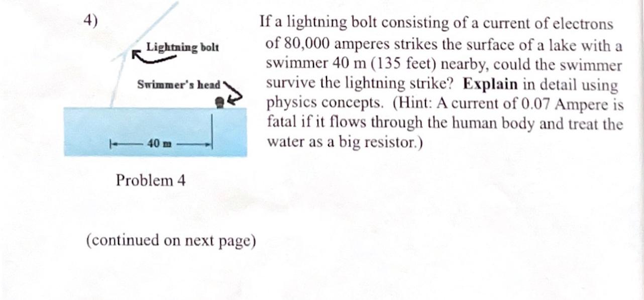 Solved 4) Lightning bolt Swimmer's head If a lightning bolt 