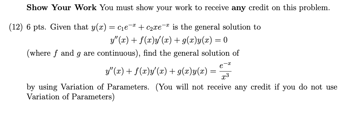 Solved Show Your Work You must show your work to receive any | Chegg.com