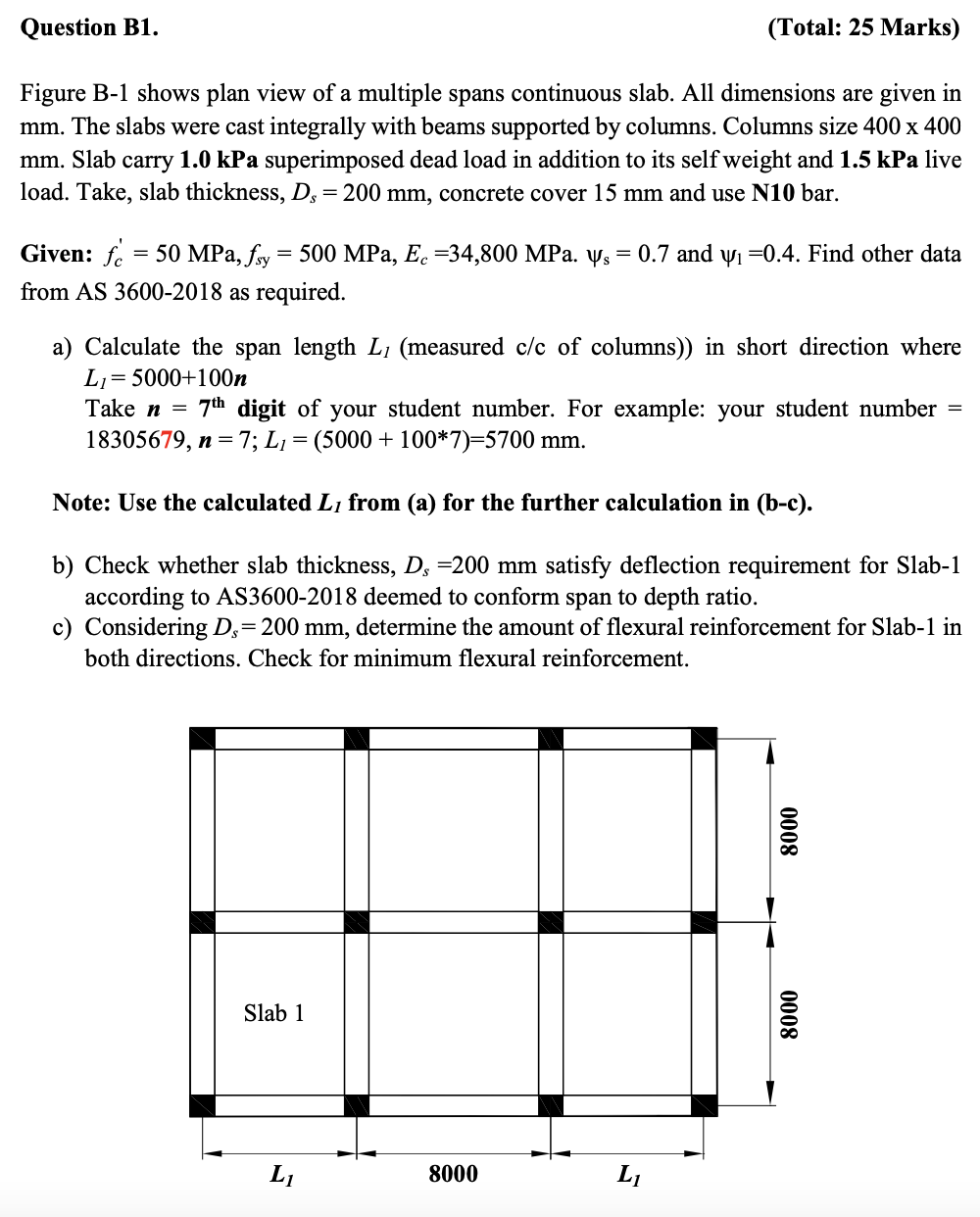 Solved Question B1. (Total: 25 Marks) Figure B-1 Shows Plan | Chegg.com