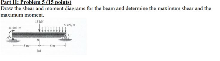 Solved Part II: Problem 5 (15 points) Draw the shear and | Chegg.com