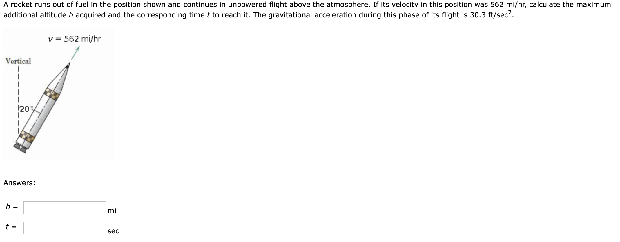 Solved A rocket runs out of fuel in the position shown and