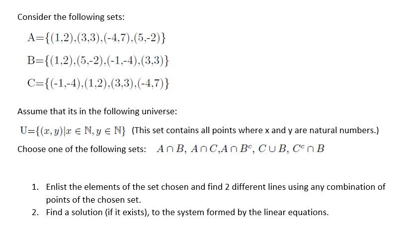 Solved Consider The Following Sets: | Chegg.com