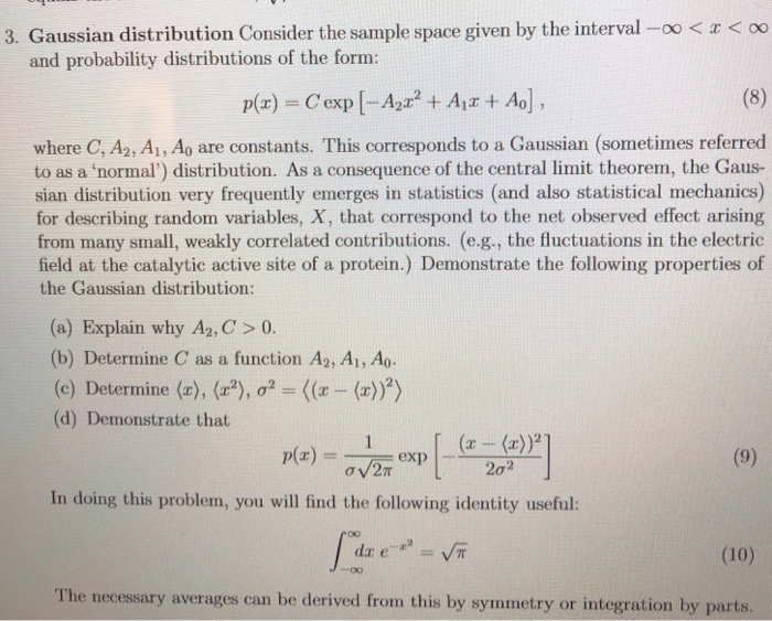 Solved 3. Gaussian distribution Consider the sample space | Chegg.com