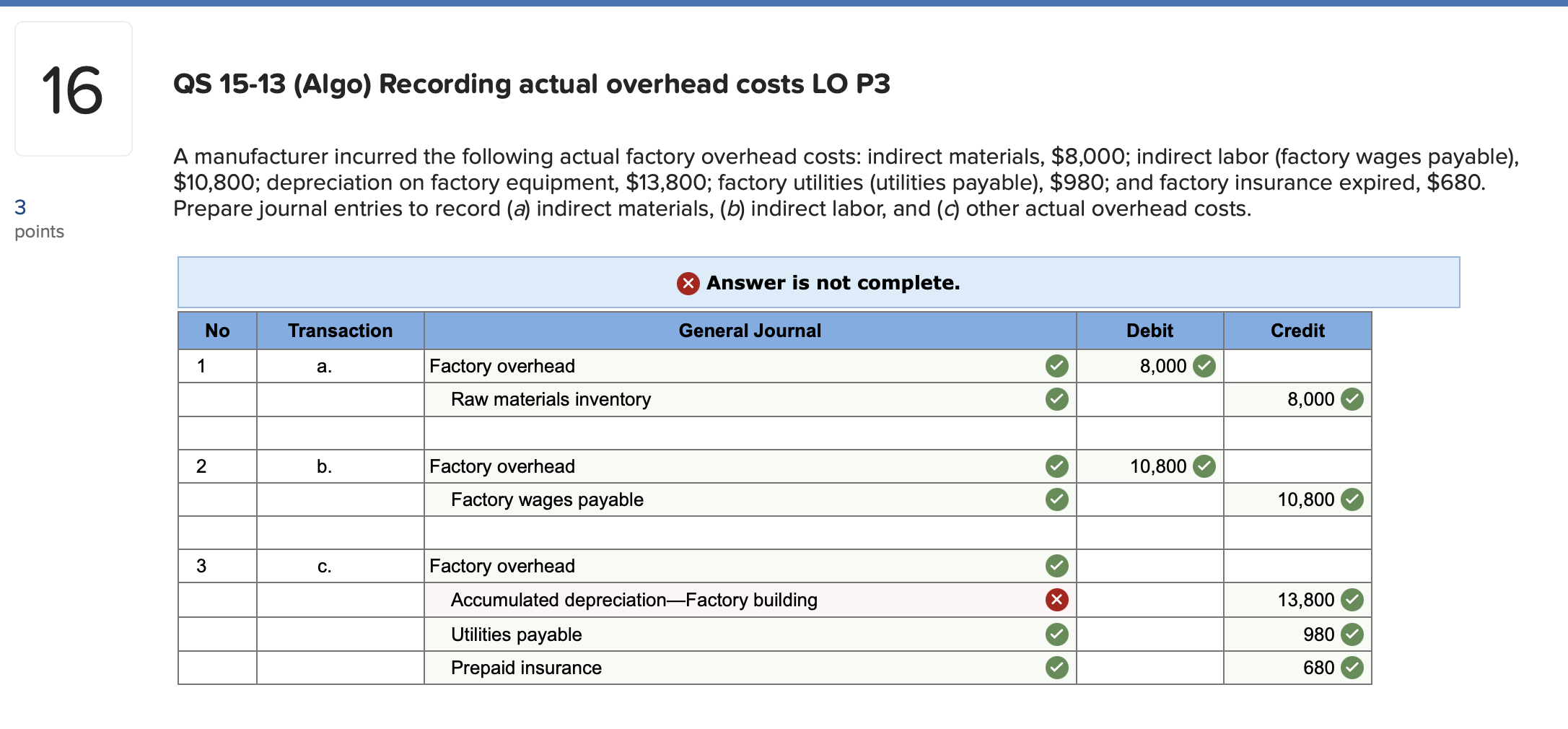 Solved QS 1513 (Algo) Recording actual overhead costs LO P3