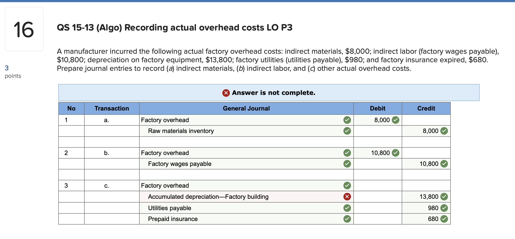 Solved QS 15-13 (Algo) Recording Actual Overhead Costs LO P3 | Chegg.com