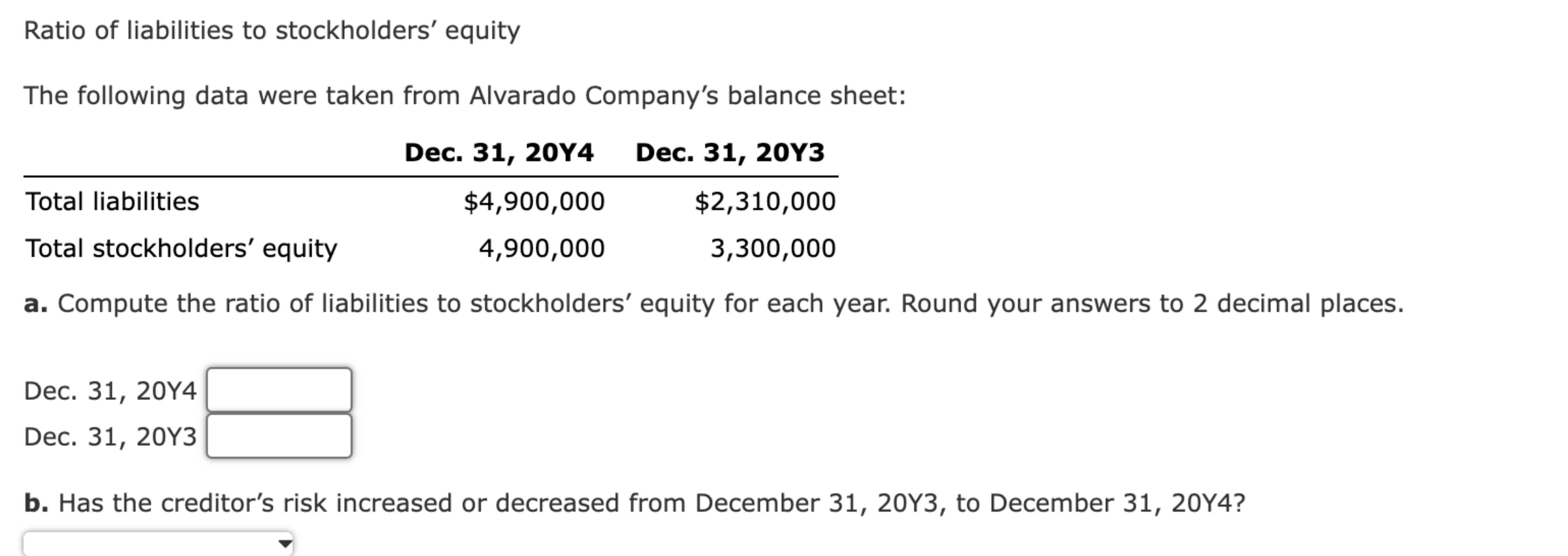 Ratio Of Liabilities To Stockholders' Equity Solved Ratio of liabilities to stockholders' equity The | Chegg.com