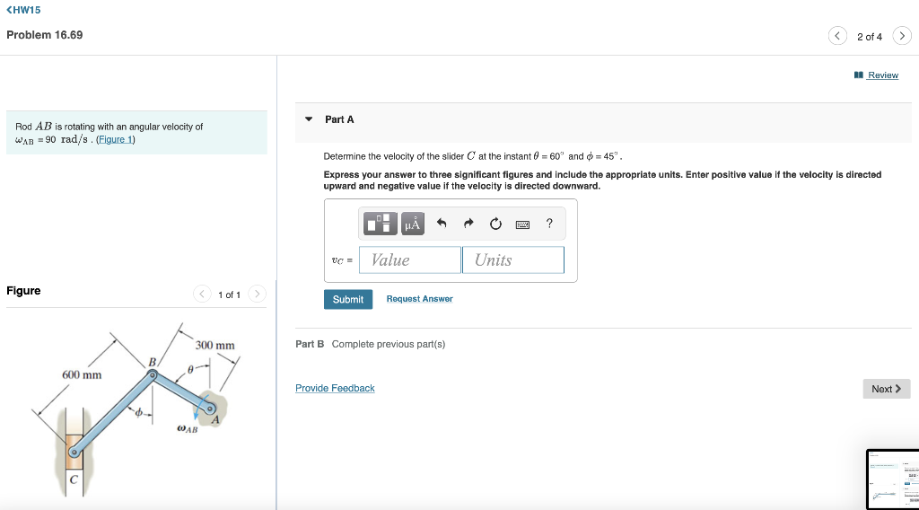 Solved Submit Request Answer 300 mm Part B Complete | Chegg.com