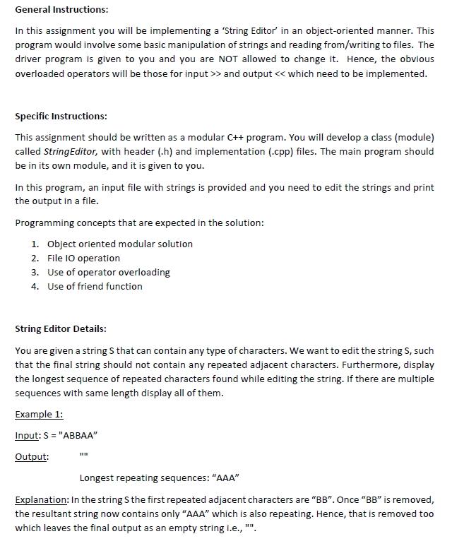 Solved General Instructions: In this assignment you will be | Chegg.com