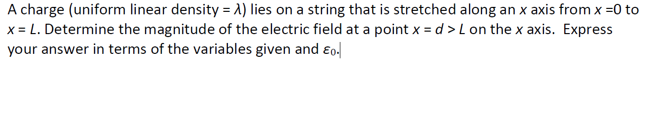 Solved A charge (uniform linear density = ) lies on a string | Chegg.com