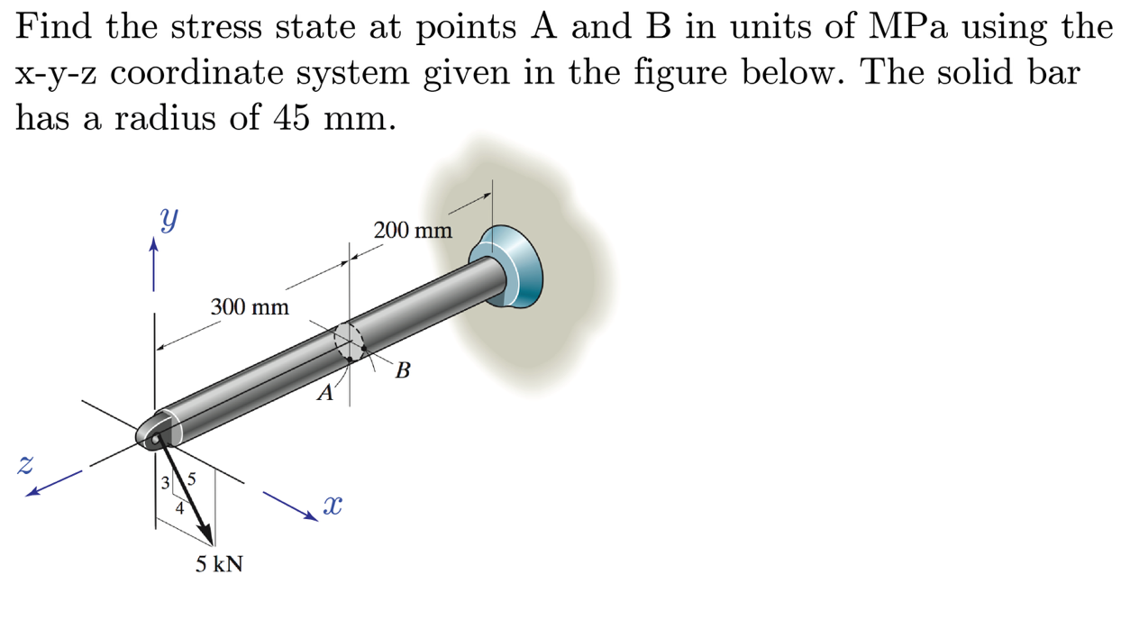 Solved Find the stress state at points A and B in units of | Chegg.com