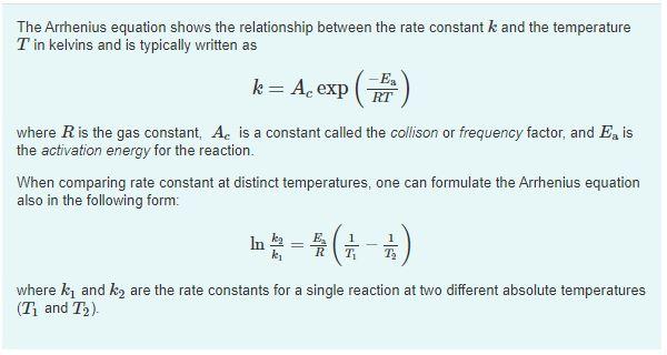 Solved The Arrhenius Equation Shows The Relationship, 53% OFF