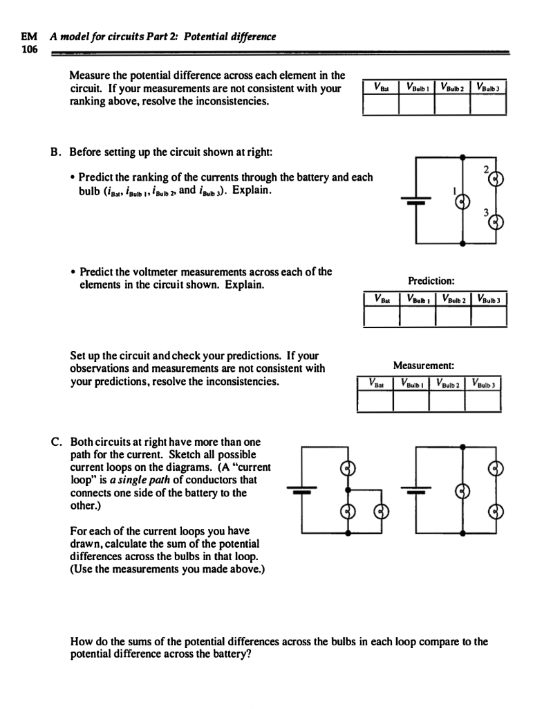 potential difference circuit