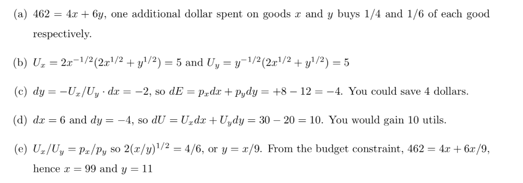 Solved 1 Consumer Choice The utility function takes the form | Chegg.com