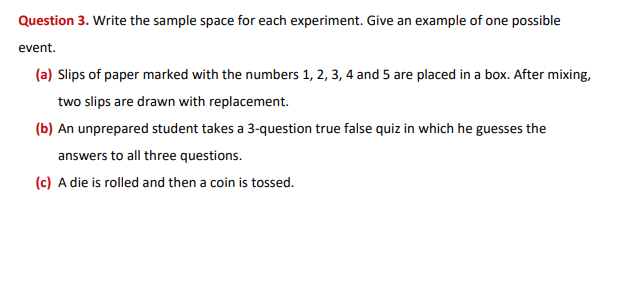 Solved Question 3. Write the sample space for each | Chegg.com