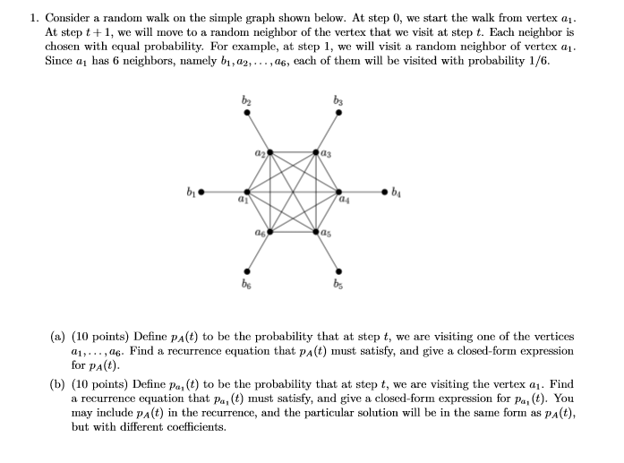 Consider a random walk on the simple graph shown | Chegg.com