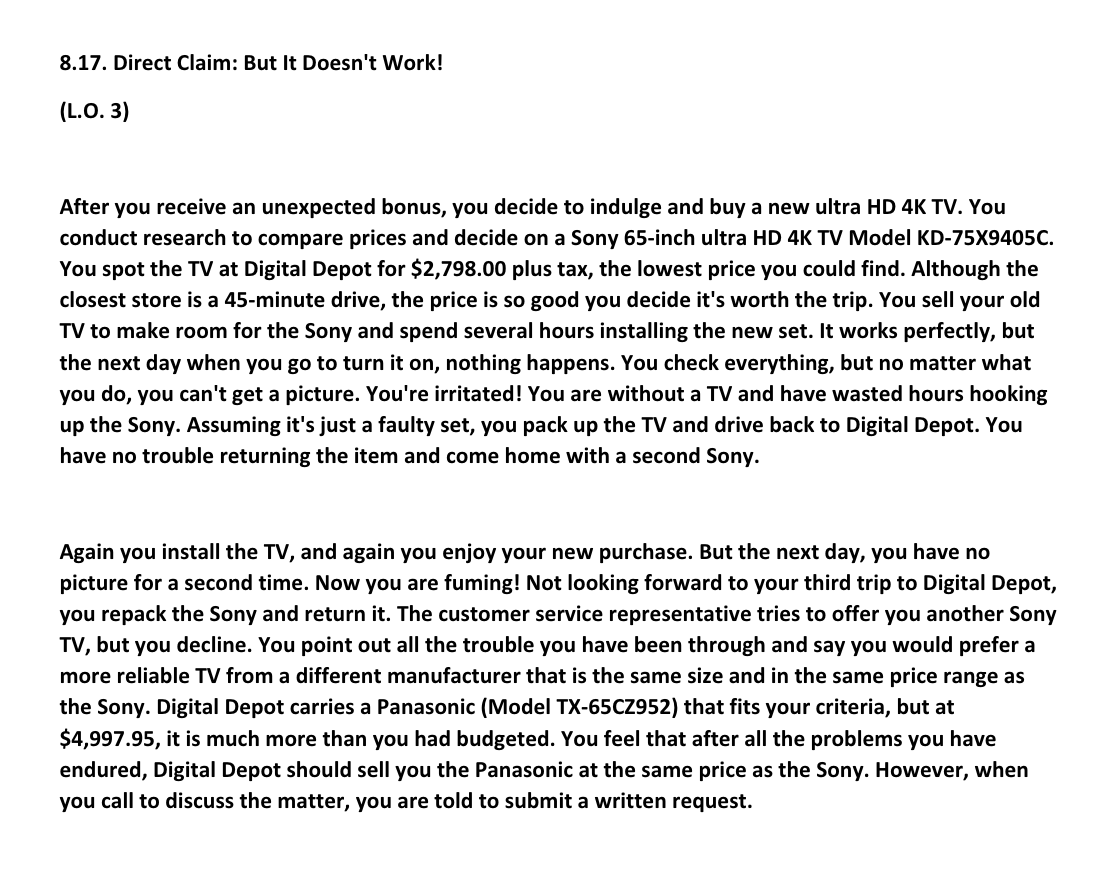 Solved 3.17 Direct Claim But It Doesn't Work Only write the