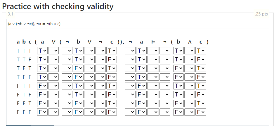 Solved Practice with with checking validity 3.1 .25 pts (av | Chegg.com