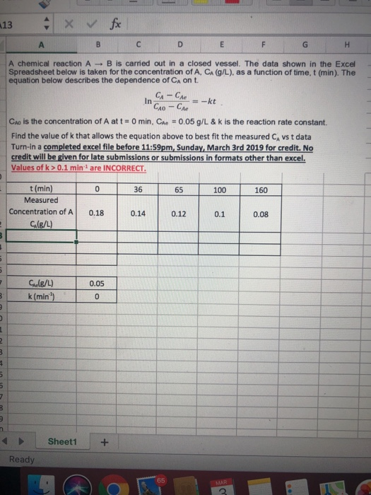 Solved A chemical reaction A B is carried out in a closed | Chegg.com