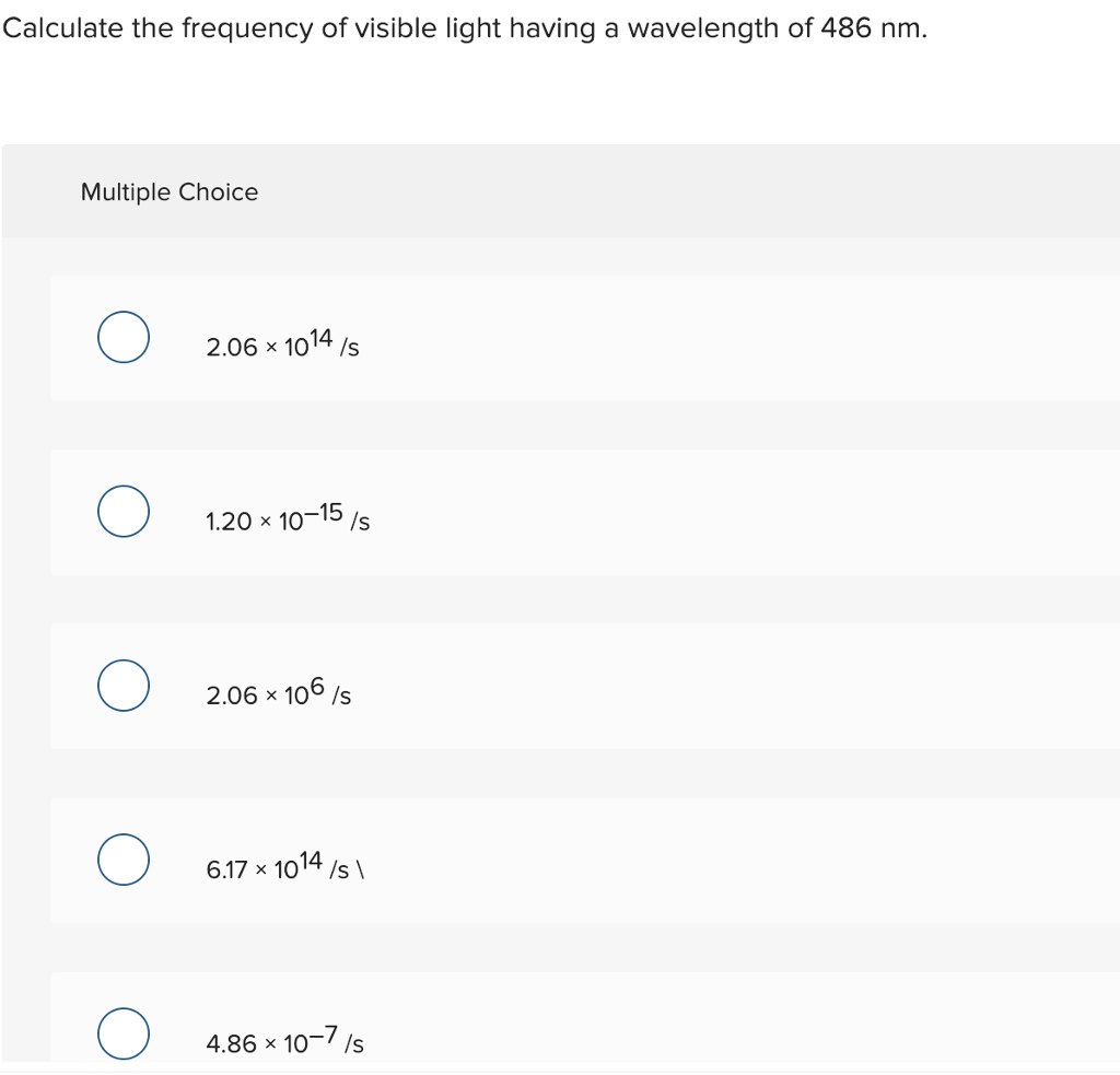 Solved Calculate the frequency of visible light having a | Chegg.com