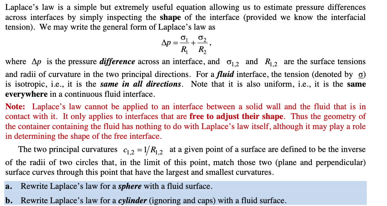 Solved Laplace's law is a simple but extremely useful