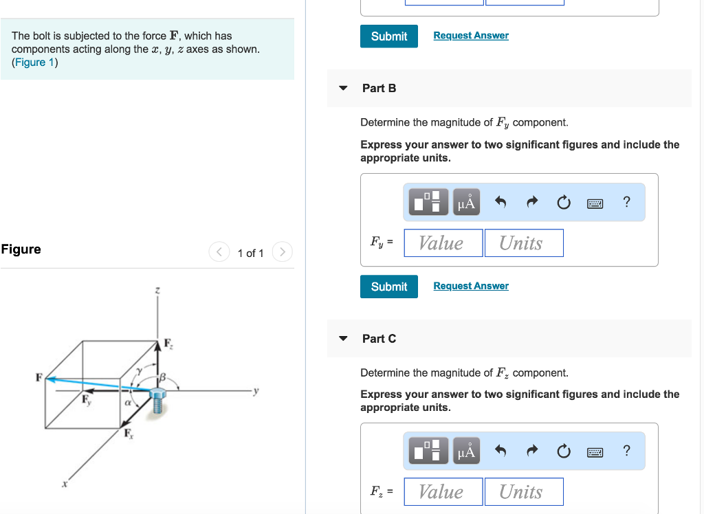 Solved The bolt is subjected to the force F, which has