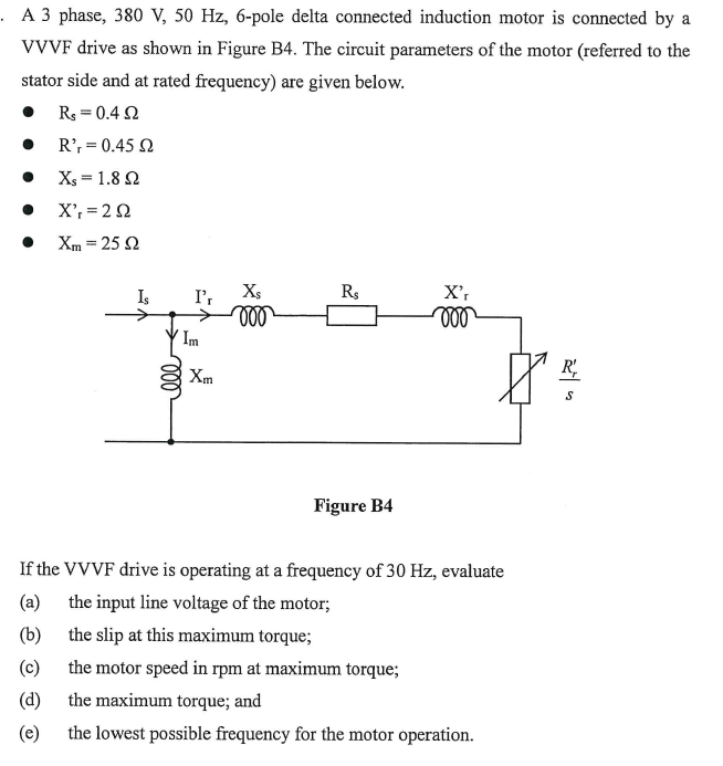 Solved · A 3 phase, 380 V, 50 Hz, 6-pole delta connected | Chegg.com