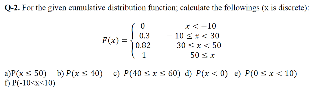 Solved Q-2. For the given cumulative distribution function; | Chegg.com