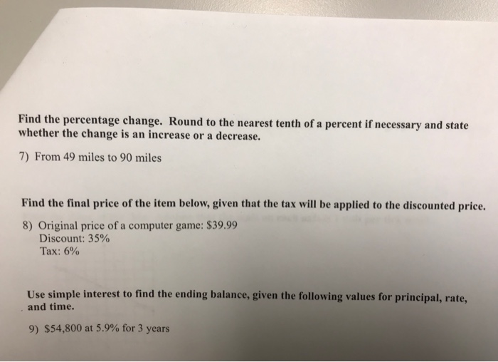 Solved Find the percentage change. Round to the nearest | Chegg.com