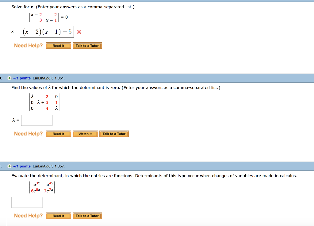 Solved Solve for x. (Enter your answers as a comma-separated | Chegg.com