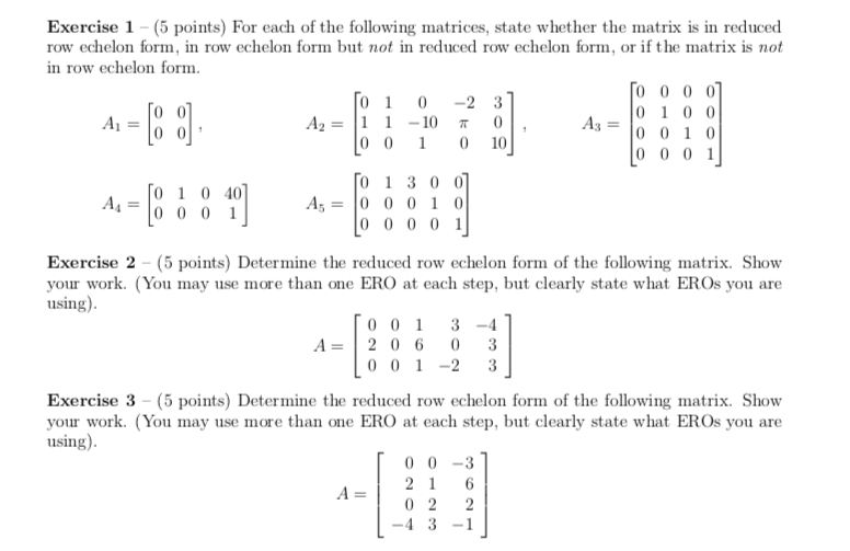 Solved Exercise 1 - (5 points) For each of the following | Chegg.com