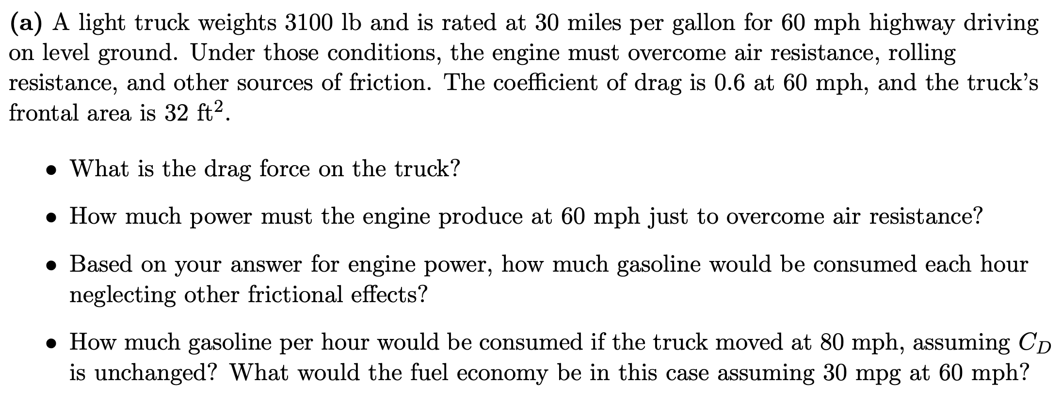 Solved A light truck weights 3100 lb and is rated at 30