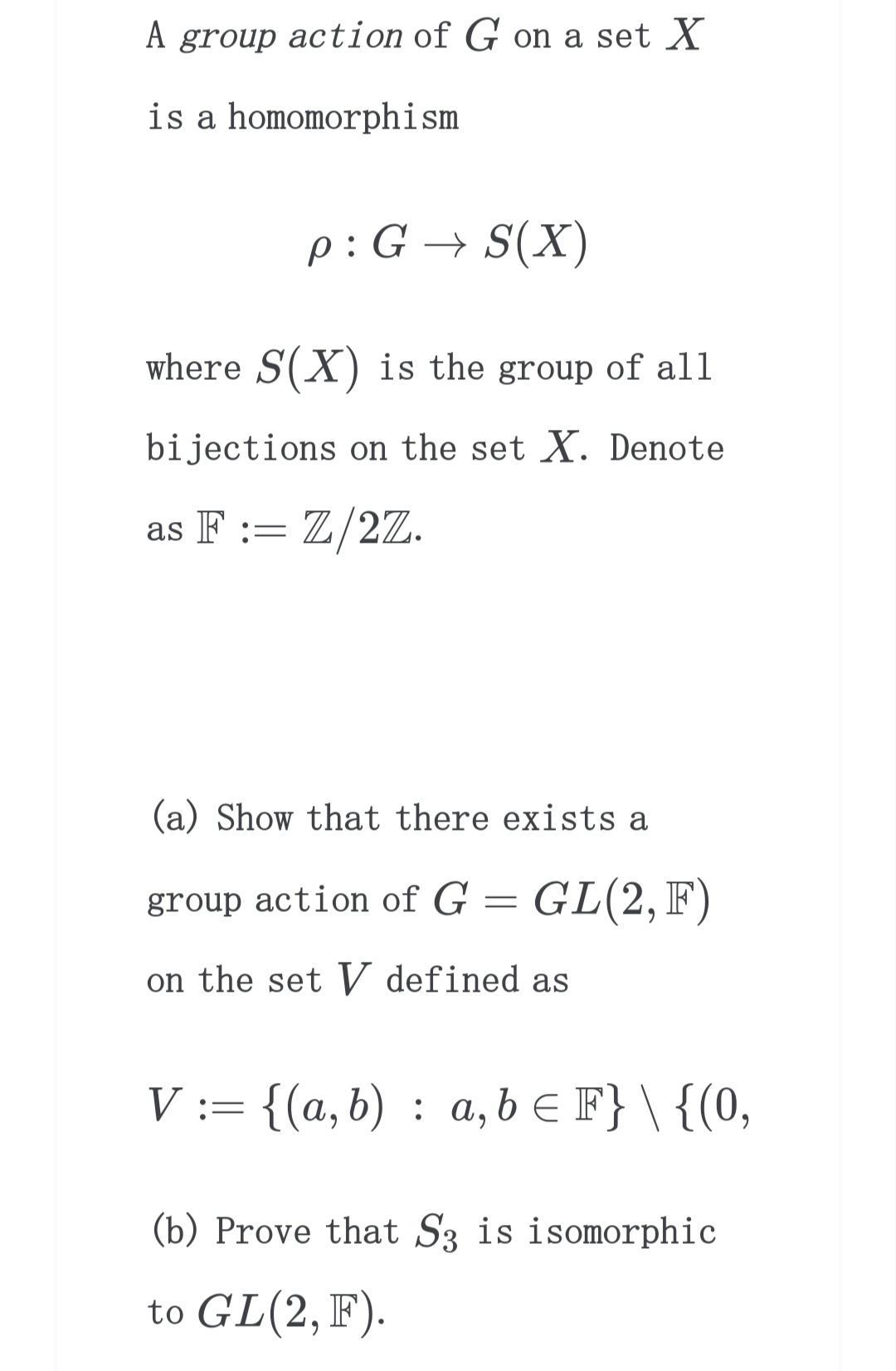 Solved A Group Action Of G On A Set X Is A Homomorphism | Chegg.com